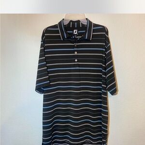 FootJoy Men's Polo with Black and Blue Stripes